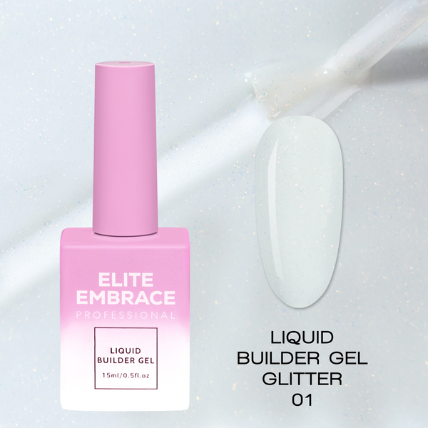 ELITE EMBRACE Professional Liquid Builder Gel Glitter 01 15ml ELBGG0115