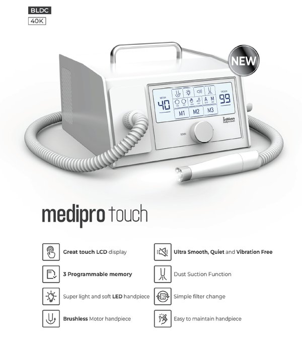 Saeshin Medi-Pro Touch 40,000 RPM LED Vacuum Nail Drill – Professional Electric File