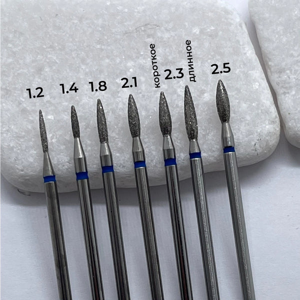 KMIZ Diamond Flame Nail Drill Bits – Blue Grit, CHOOSE SIZE
