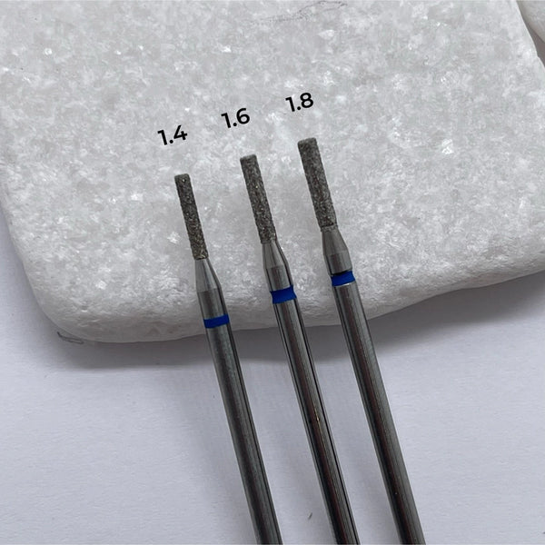 KMIZ-1.8mm Diamond Nail Drill Bit – Blue Medium Grit Beveled Cylinder E-File Bit for Manicure