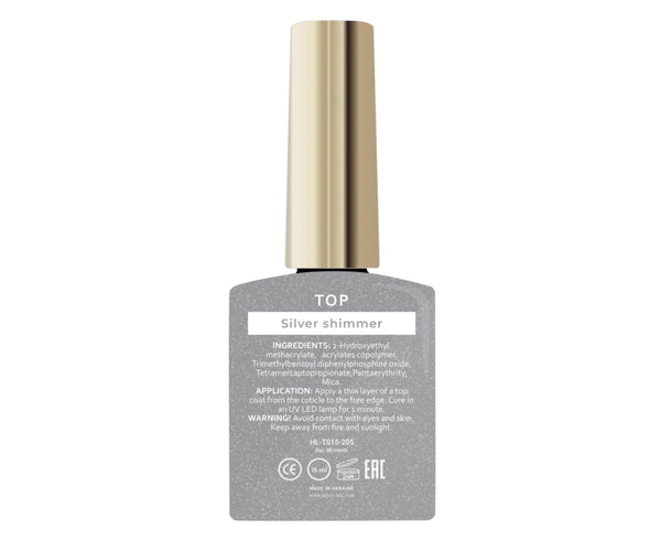 HEYLOVE Silver Shimmer Top coat 15 ml HL-TS15-205