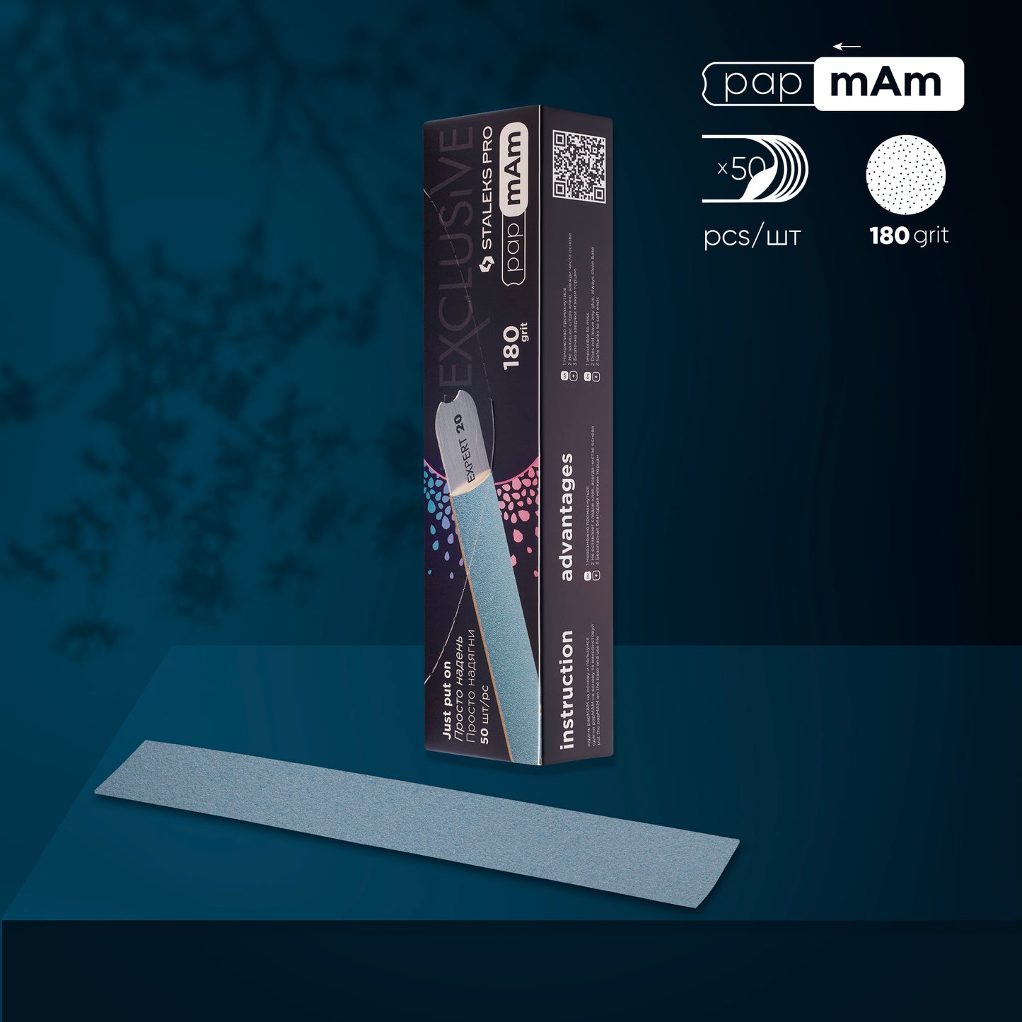 STALEKS PRO EXCLUSIVE 22 DISPOSABLE PAPMAM FILES FOR STRAIGHT NAIL FILE 50 PCS DFCX-22-180 grit