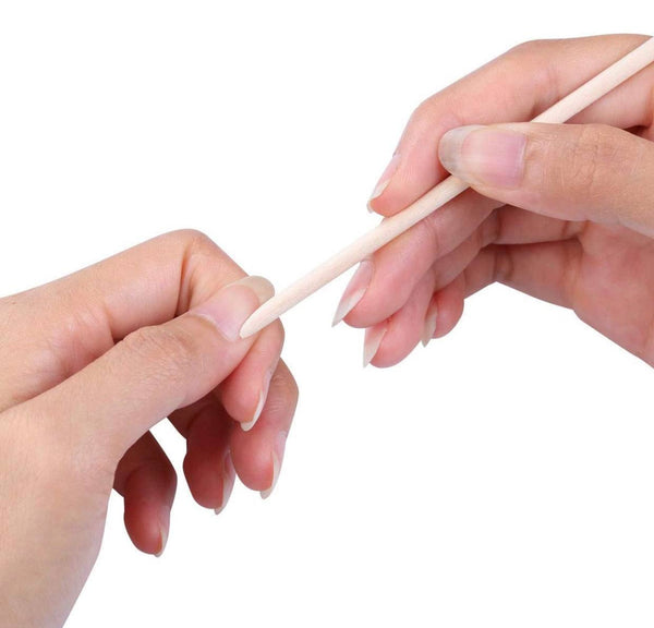 100 pcs Orange Wood Sticks 4.5 Inch Cuticle Pusher Wooden Cuticle Remover