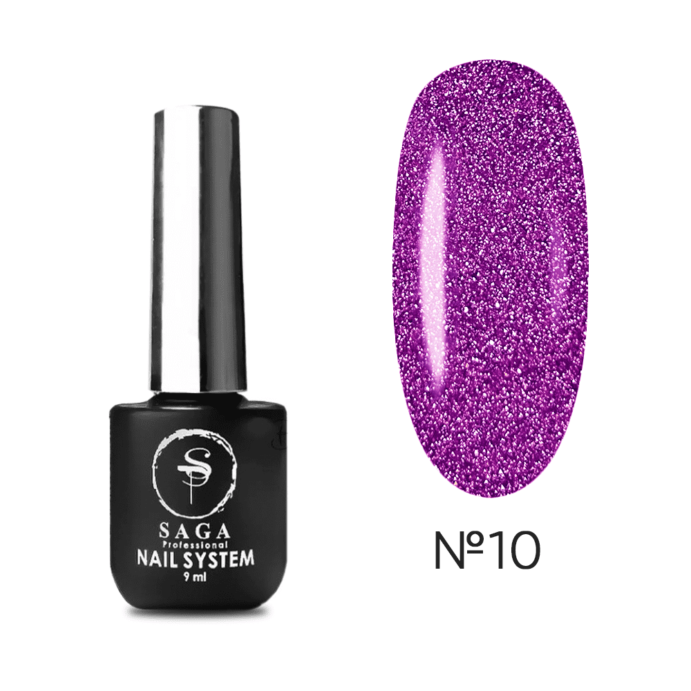 SAGA professional Gel Polish Fiery gel 10 (pink with micro-shine, reflective), 8 ml