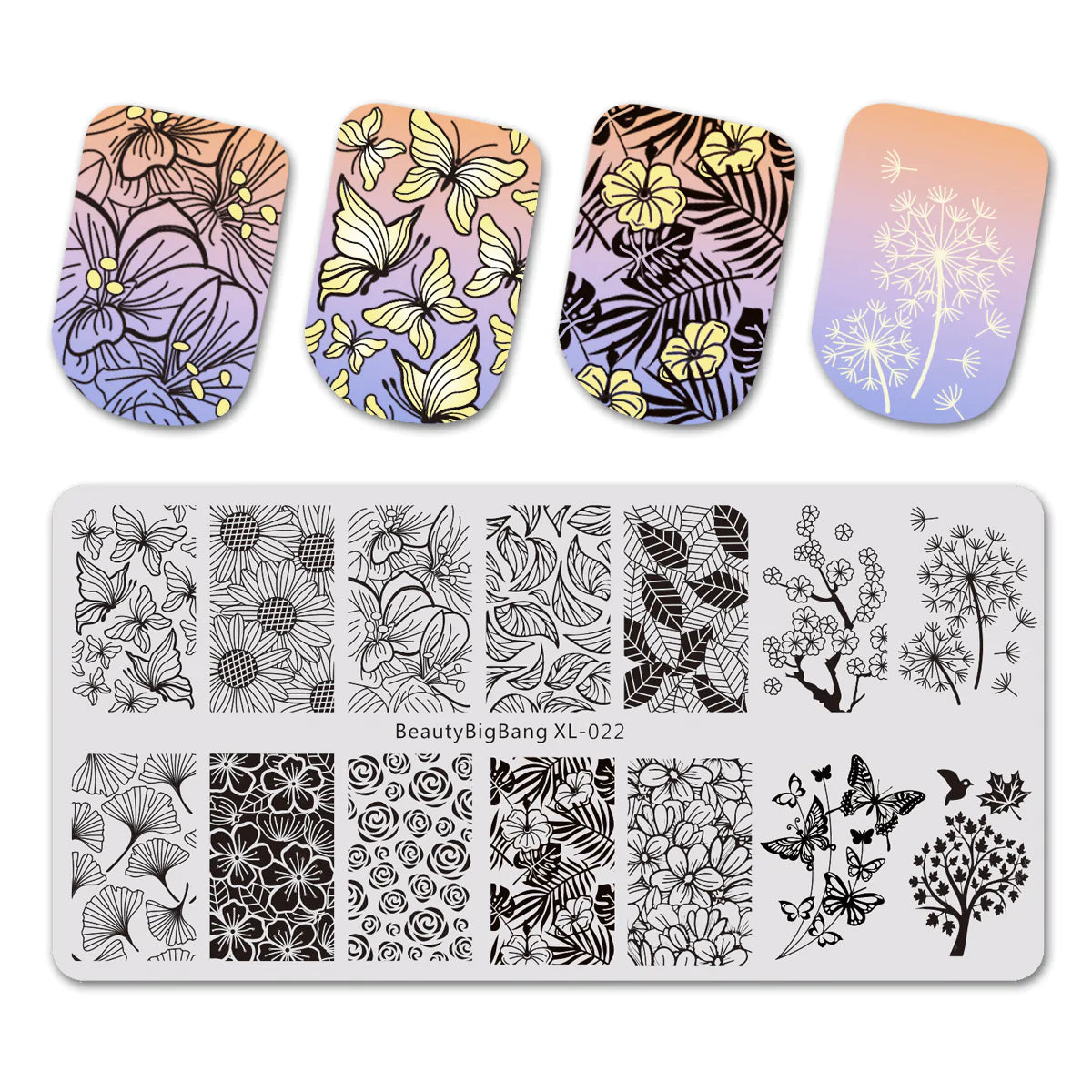 BEAUTYBIGBANG Butterfly Theme Rectangle Nail Stamping Plate Sunflower –  nbmsupply