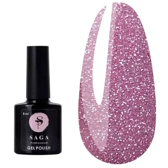 SAGA professional Gel Polish Fiery gel 14 (holographic pale pink with micro-shine, reflective), 8 ml