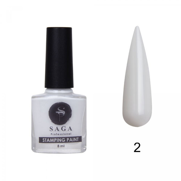 SAGA professional stamping paint 2 (white, enamel), 8 ml