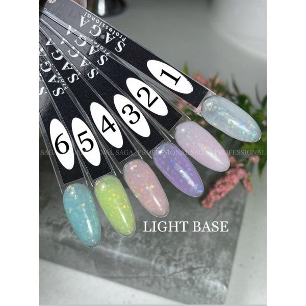 SAGA professional LIGHT BASE №4 8 ml milky peach with hexagons