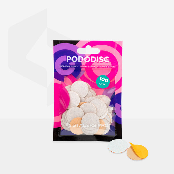 White refill pads for pedicure disc Pododisc Staleks Pro M, 100 grit (50 pc) PDF-20-100w