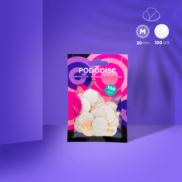 White refill pads for pedicure disc Pododisc Staleks Pro M, 100 grit (50 pc) PDF-20-100w