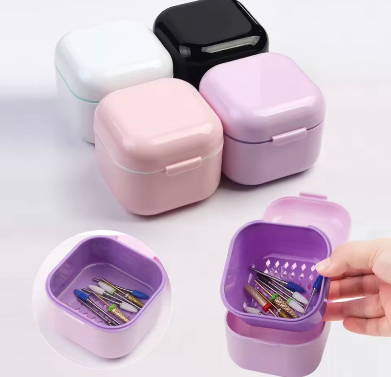 Nail Drill Bit Disinfection & Storage Box – Manicure Tool Container