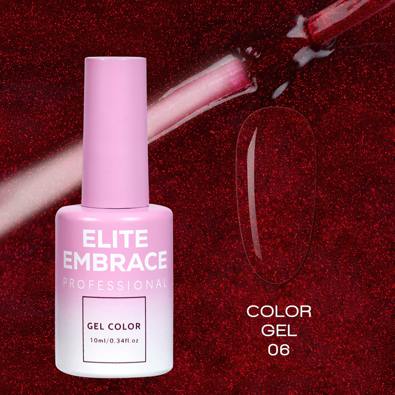 ELITE EMBRACE Professional Color Gel 06 with Glitter 10ml ECGG0610