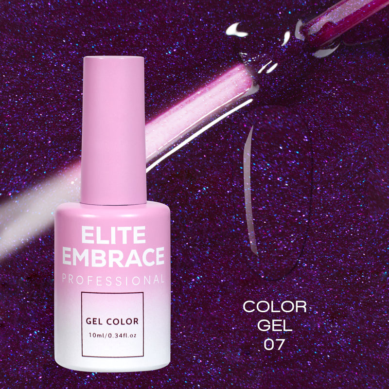 ELITE EMBRACE Professional Color Gel 07 with Glitter 10ml ECGG0710