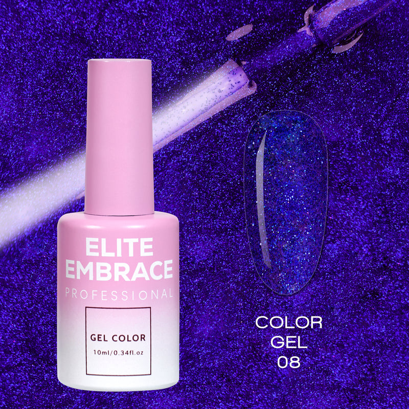 ELITE EMBRACE Professional Color Gel 08 with Glitter 10ml ECGG0810