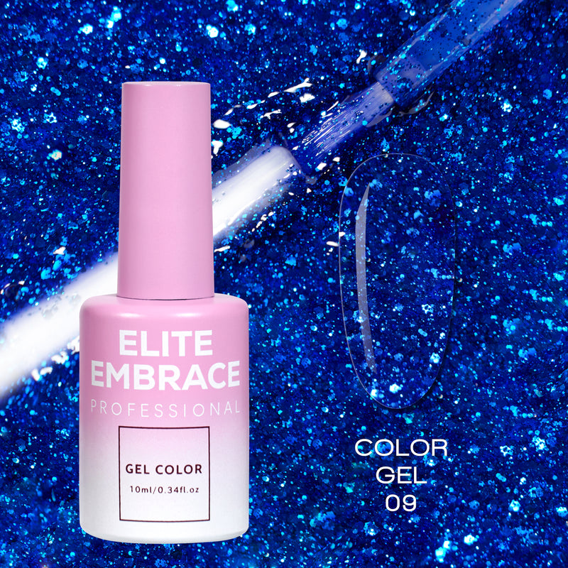 ELITE EMBRACE Professional Color Gel 09 with Glitter 10ml ECGG0910