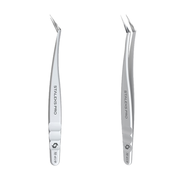 Professional L-shaped eyelash tweezers STALEKS EXPERT 41 TYPE 9 TE-41/9