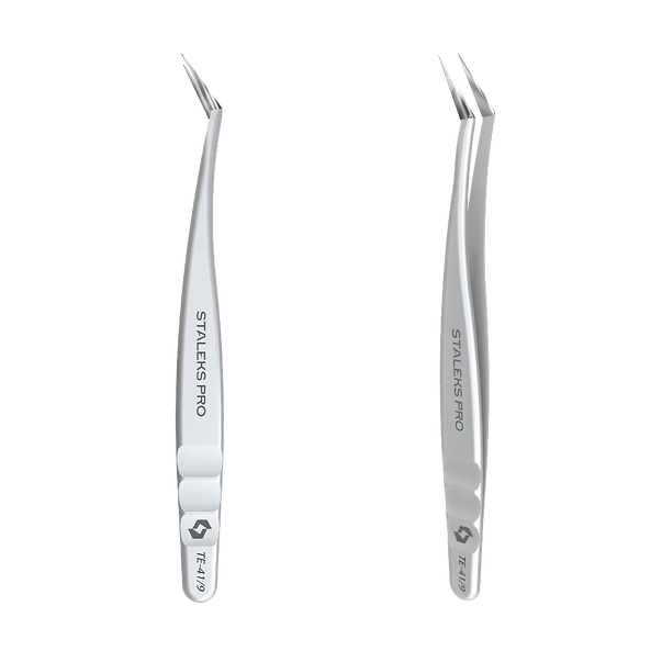 Professional L-shaped eyelash tweezers STALEKS EXPERT 41 TYPE 9 TE-41/9