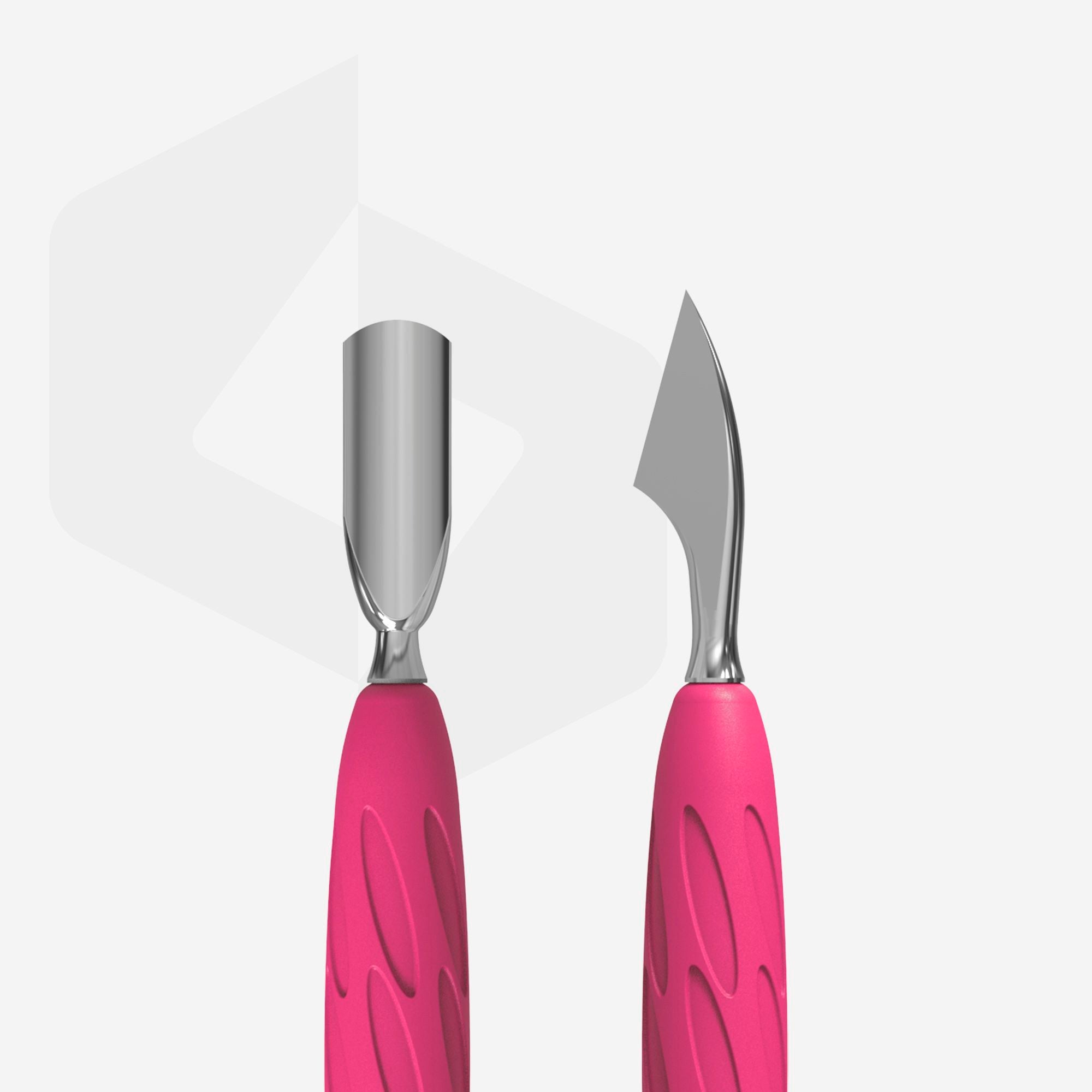 STALEKS Manicure pusher with silicone handle “Gummy” UNIQ 10 TYPE 3 (narrow rounded pusher + hatchet)  PQ-10/3