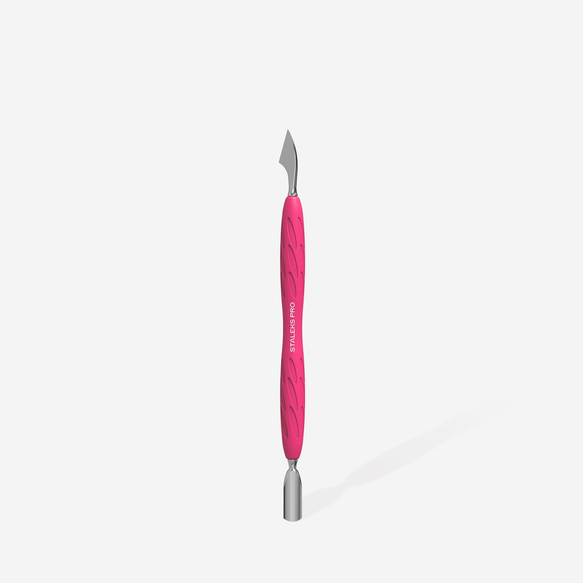 STALEKS Manicure pusher with silicone handle “Gummy” UNIQ 10 TYPE 3 (narrow rounded pusher + hatchet)  PQ-10/3