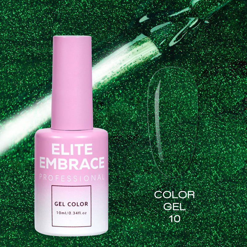 ELITE EMBRACE Professional Color Gel 10 with Glitter 10ml ECGG1010