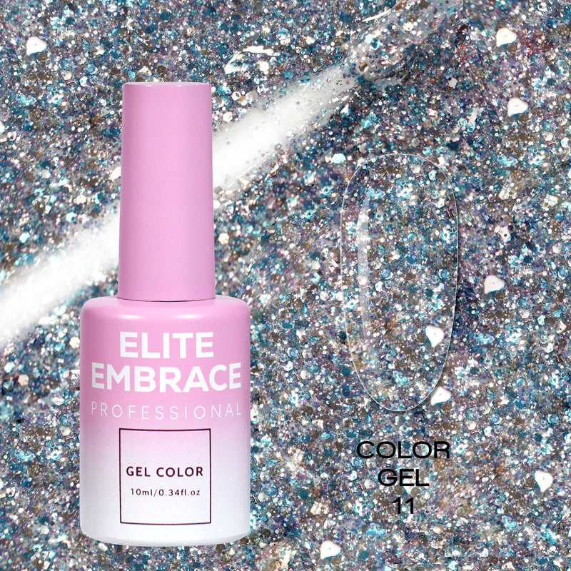 ELITE EMBRACE Professional Color Gel 11 with Glitter 10ml ECGG1110