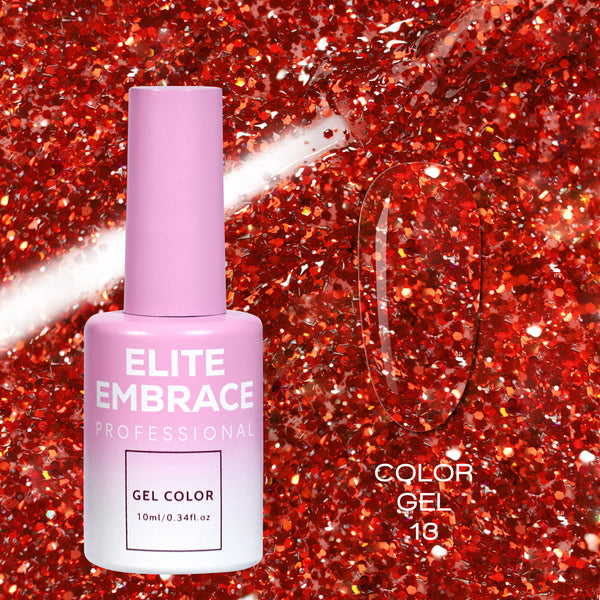 ELITE EMBRACE Professional Color Gel 13 with Glitter 10ml ECGG1310