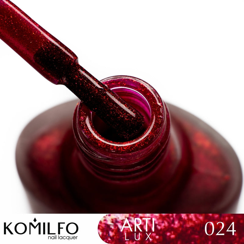 KOMILFO ARTILUX 024 NAIL REGULAR POLISH(NOT A GEL)(BURGUNDY, WITH A MICROSPRAY), 8 ML 222024