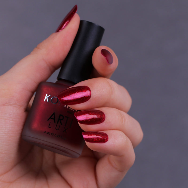 KOMILFO ARTILUX 024 NAIL REGULAR POLISH(NOT A GEL)(BURGUNDY, WITH A MICROSPRAY), 8 ML 222024