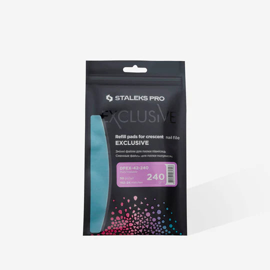 STALEKS PRO EXCLUSIVE 42 DISPOSABLE FILES FOR CRESCENT NAIL FILE 50 PCS  240 grit DFEX-42-240