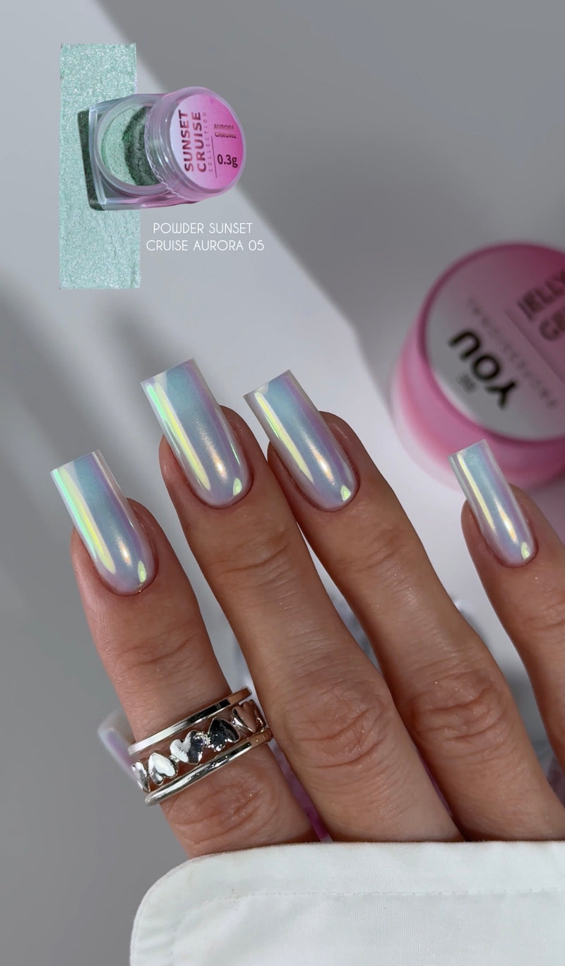 Elite Embrace Pearl Powder Set – Chrome Nail Powder Kit 5 Colors Set , Aurora Effect Pigment