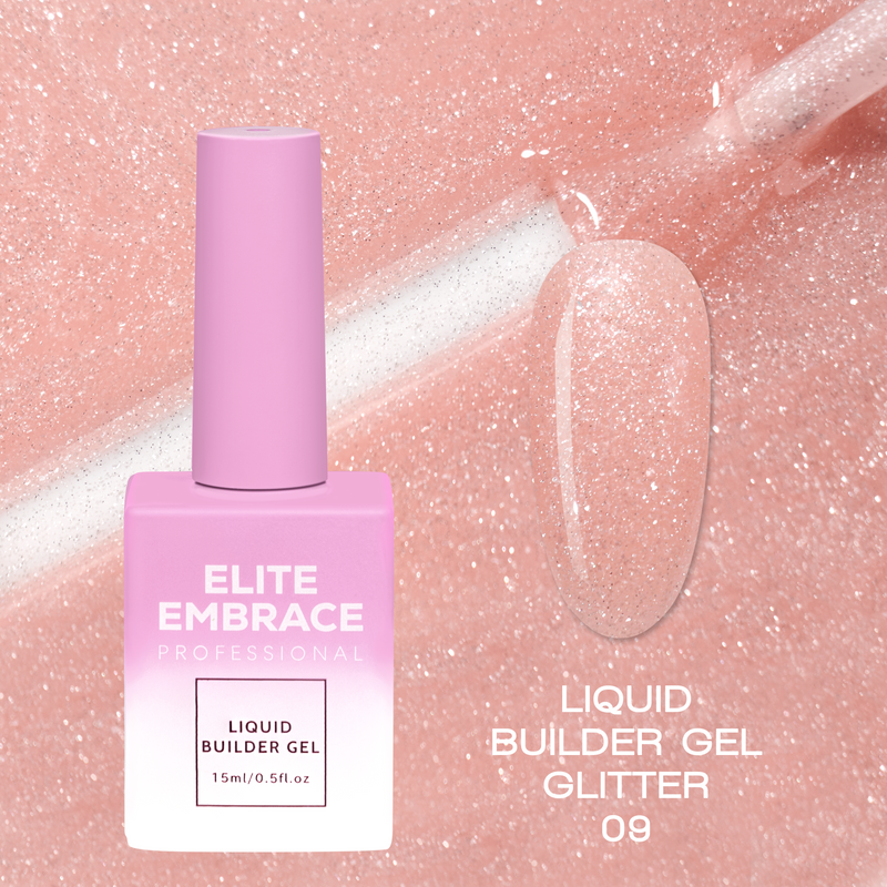 ELITE EMBRACE Professional Liquid Builder Gel Glitter 09 15ml ELBGG0915