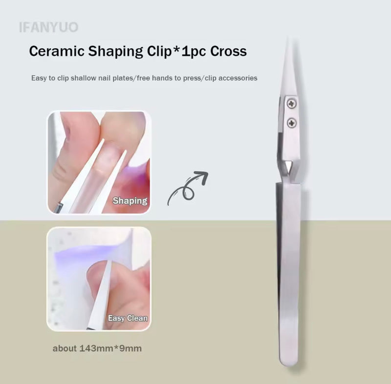 Professional Nail Pinching Tweezers with Ceramic Tips – Stainless Steel C-Curve Nail Shaping Tool