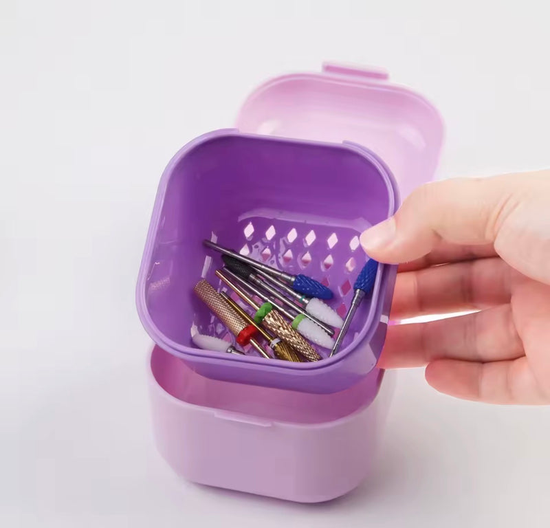 Nail Drill Bit Disinfection & Storage Box – Manicure Tool Container