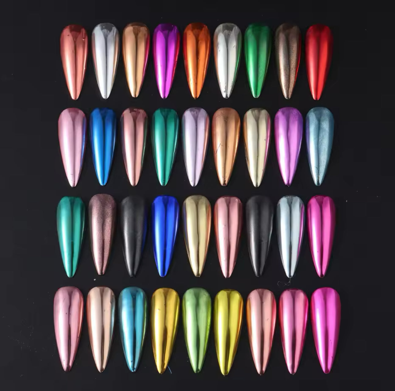 36 Box Super-Bright Metallic Mirror Nail Powder Set Y2K Chrome Pigment