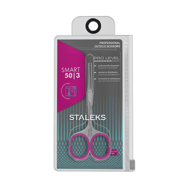 Professional cuticle scissors STALEKS SMART 50 TYPE 3 (with pink rings)