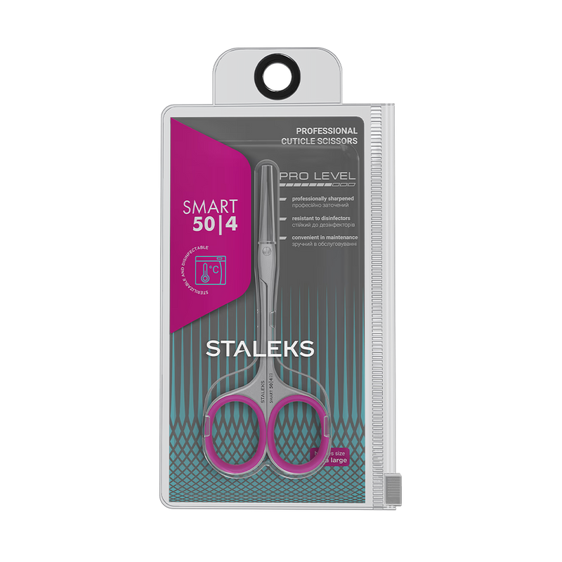 Professional cuticle scissors STALEKS SMART 50 TYPE 4 (with pink rings)
