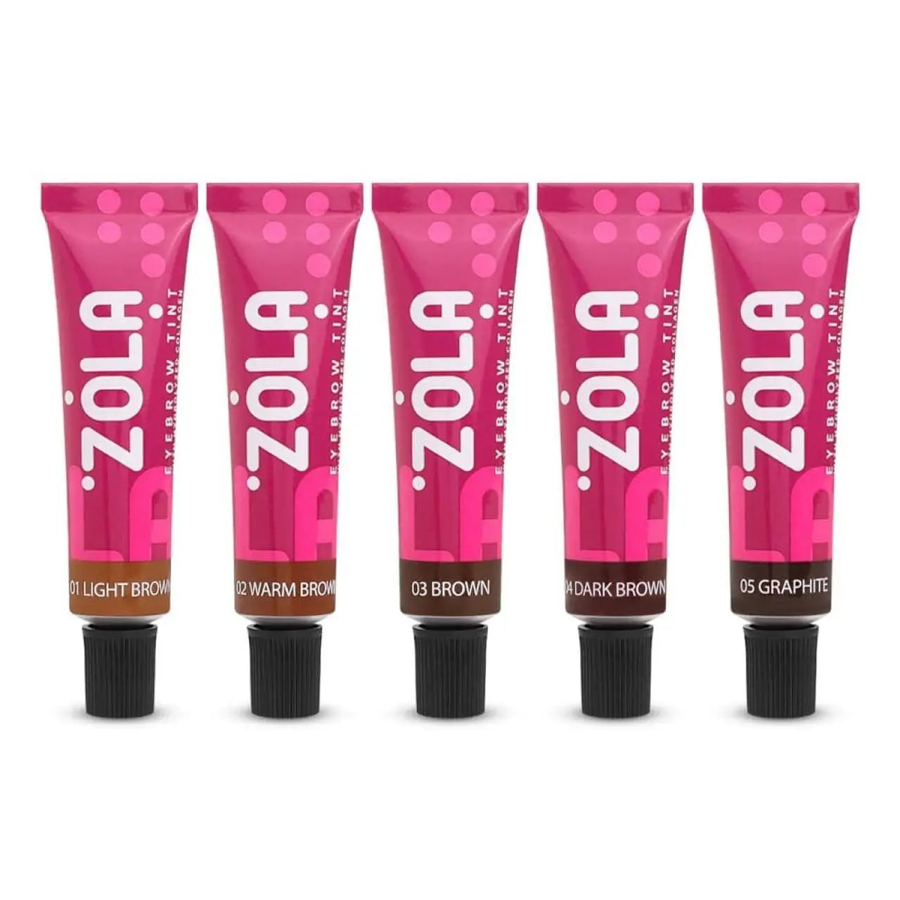 ZOLA НАБІР ТІНТІВ ДЛЯ БРІВ З КОЛАГЕНОМ 5Х15МЛ (5 КОЛІРІВ ТА ОКСИДАНТ) 04904