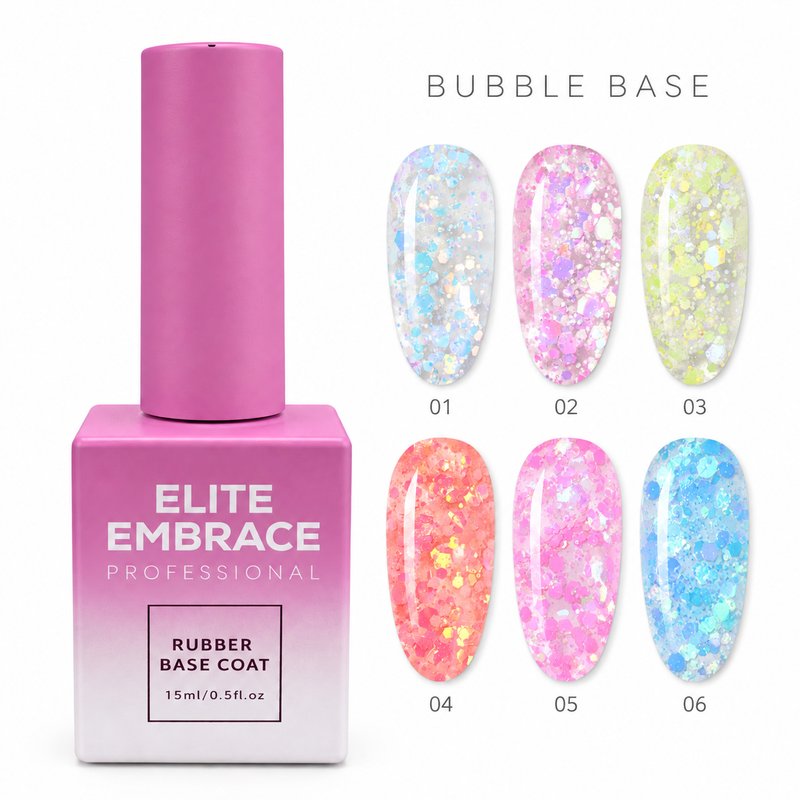 Elite Embrace Professional Bubble Base Gel Collection Set - 6pcs