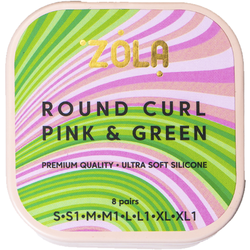 ZOLA LAMINATION SILICONE PADS ROUND CURL PINK & GREEN (S, S1, M, M1, L, L1, XL, XL1) 05124