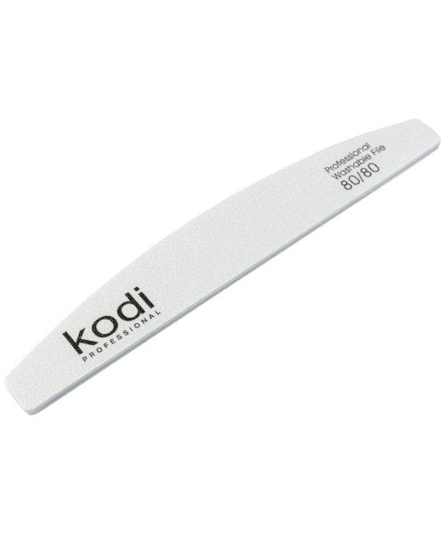 KODI Professional №9 Crescent-shaped nail file, abrasiveness 80/80, color: white size: 178*28*4 мм