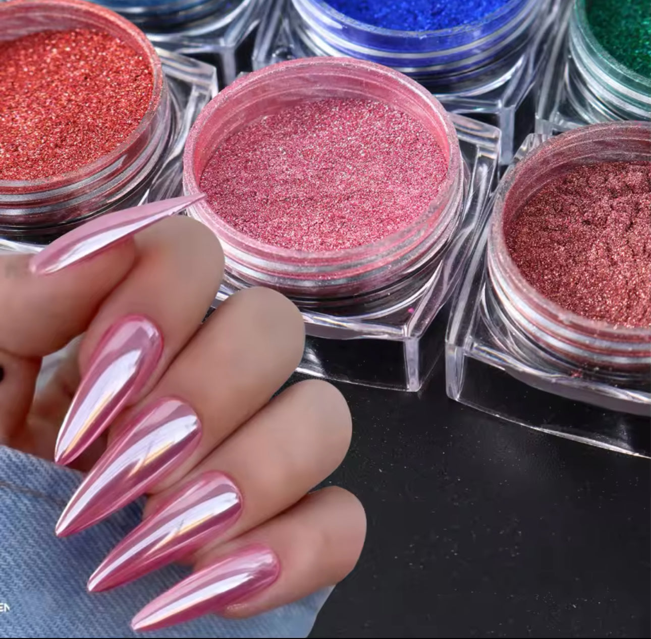 36 Box Super-Bright Metallic Mirror Nail Powder Set Y2K Chrome Pigment