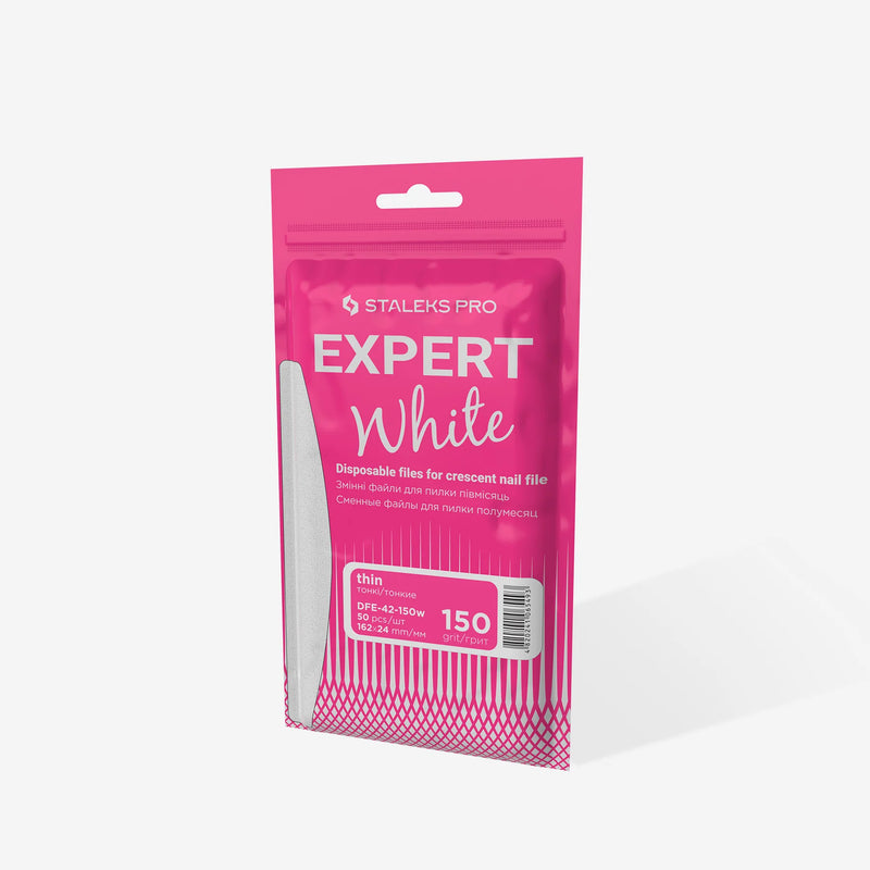 STALEKS PRO EXPERT 42 WHITE ОДНОРАЗОВА ПИЛКА ДЛЯ НІГТІВ ФОРМА ПІВМІСЯЦЯ DFE-42 WHITE DFE-42-150w grit