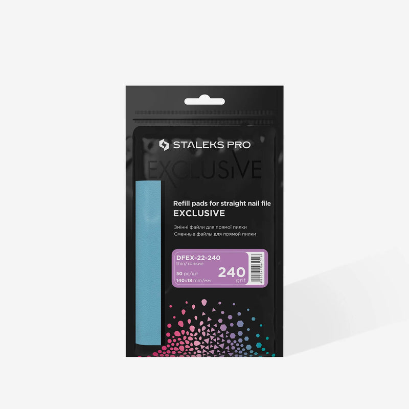 ПИЛКИ ДЛЯ ПРЯМИХ НІГТІВ STALEKS PRO EXCLUSIVE 22 (50 ШТ.) DFEX-22-240