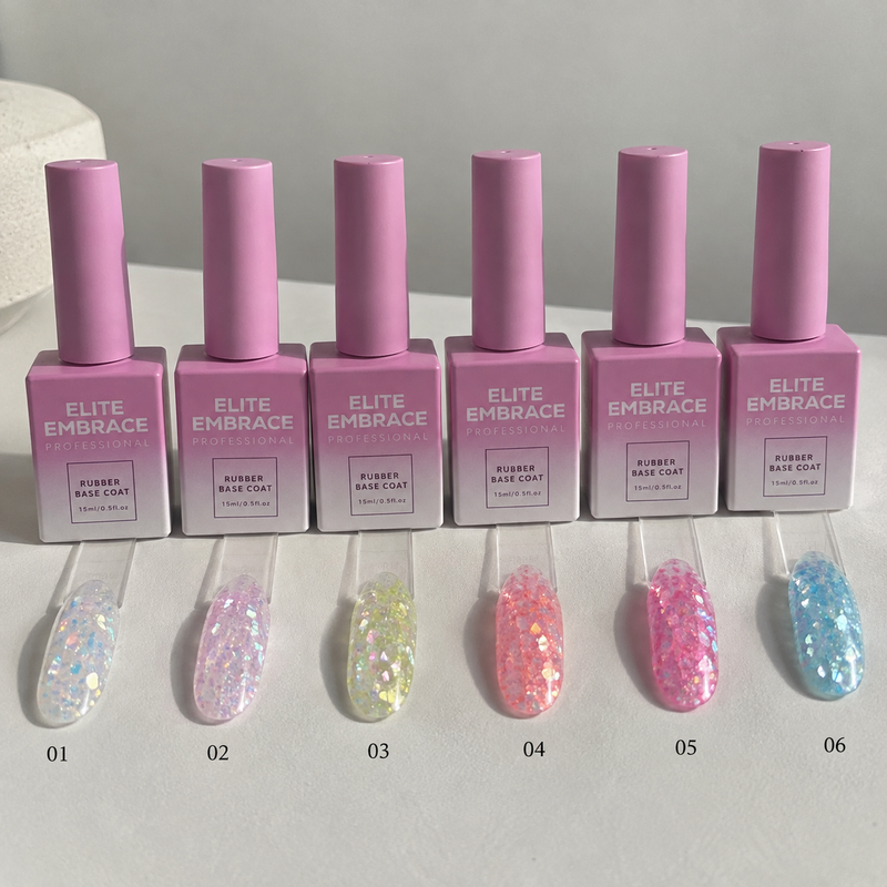 Elite Embrace Professional Bubble Base Gel Collection Set - 6pcs