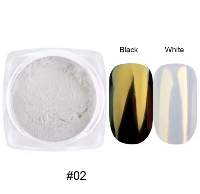 12pcs Aurora White Chrome Nail Powder Set