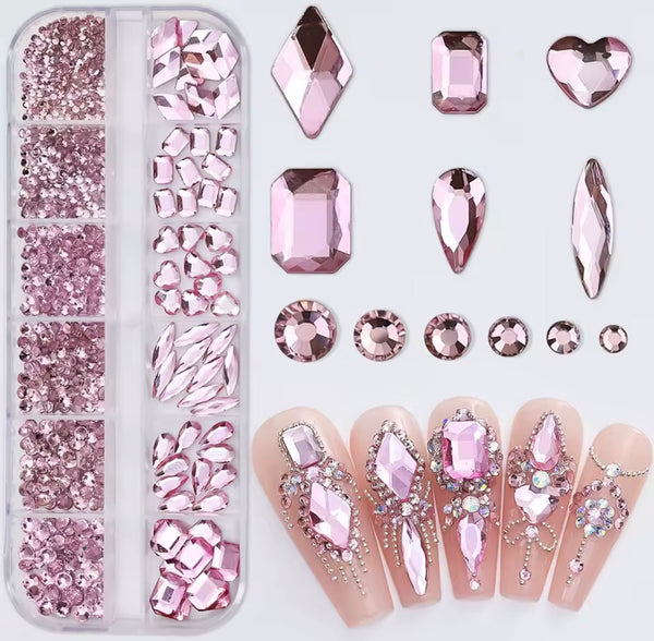 Pink Glass Rhinestones 2400pcs