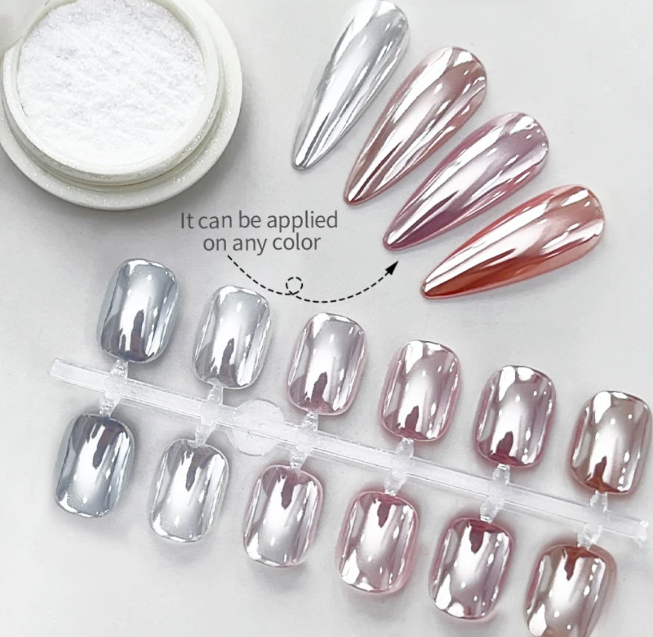 Nail Powder White Clear Glazed nails