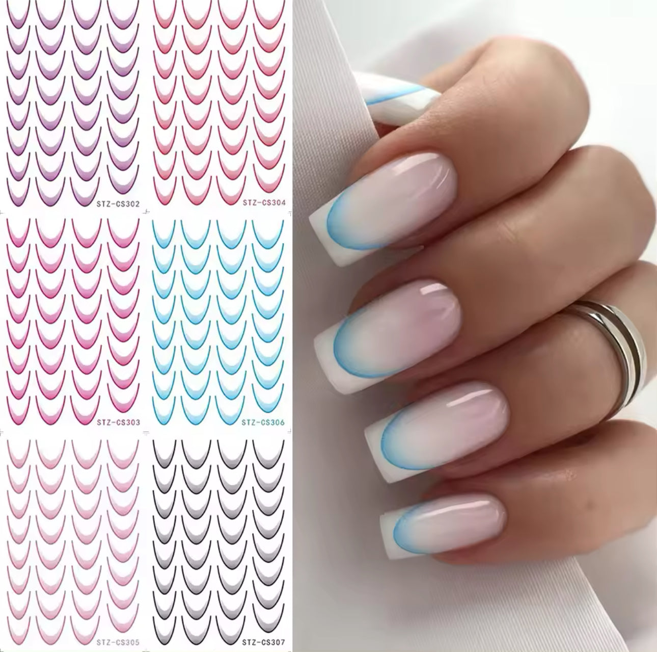 Gradient French Line Manicure Nail Art Stickers