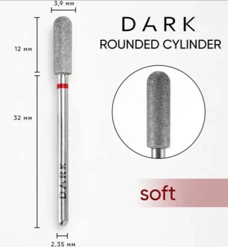 Dark Diamond Nail Bit Red Rounded Cylinder 3.9*12mm