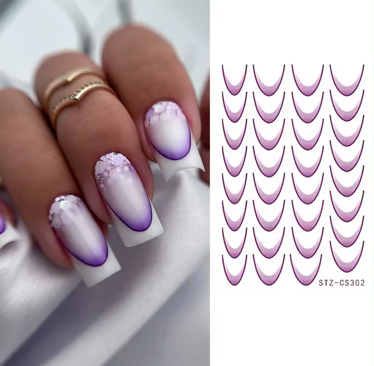 Gradient French Line Manicure Nail Art Stickers